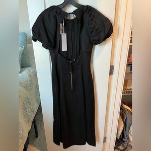 Rebecca Vallance dress, Size 0, New with tags. Open back, Puff sleeves, Pockets